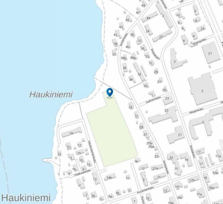 Kartalla Haukiniemen beachvolley -kentät.