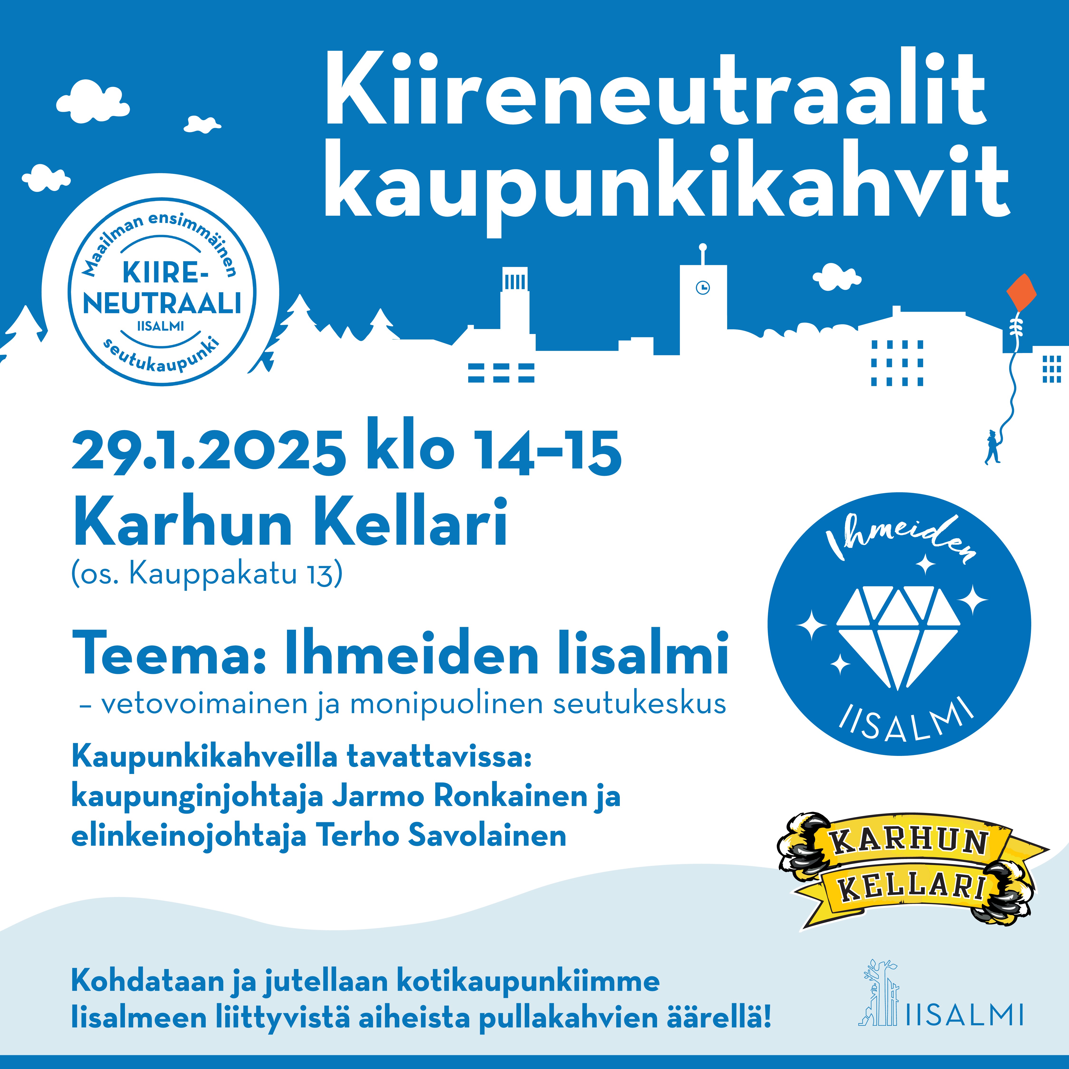 Kiireneutraalit kaupunkikahvit järjestetään ensimmäisen kerran 29.1. klo 14-15 Karhun Kellarissa.