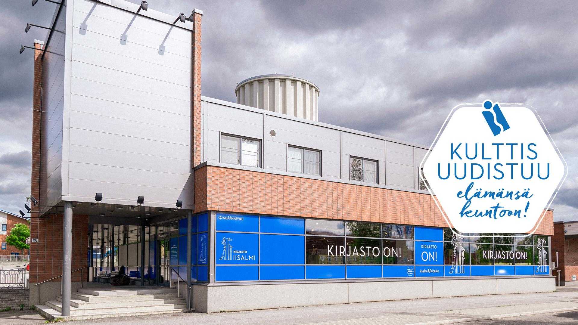 Kirjaston väistötila kuvattua ulkoa päin.